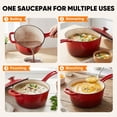 thumbnail image 4 of Daluvenix Enameled Cast Iron Sauce Pan, 2 qt Round Sauce Pot with Lid, Mini Dutch Oven Enamel Saucepan for Cooking Pasta Sauce, Marinate, Cook, Refrigerate and Serve, Red, 4 of 8