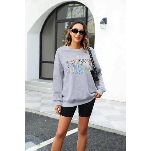 ALLTB Magical Sweatshirt for Women Cute Embroidered Magic Princess Sweater Family Vacation Shirt Casual Long Sleeve Top