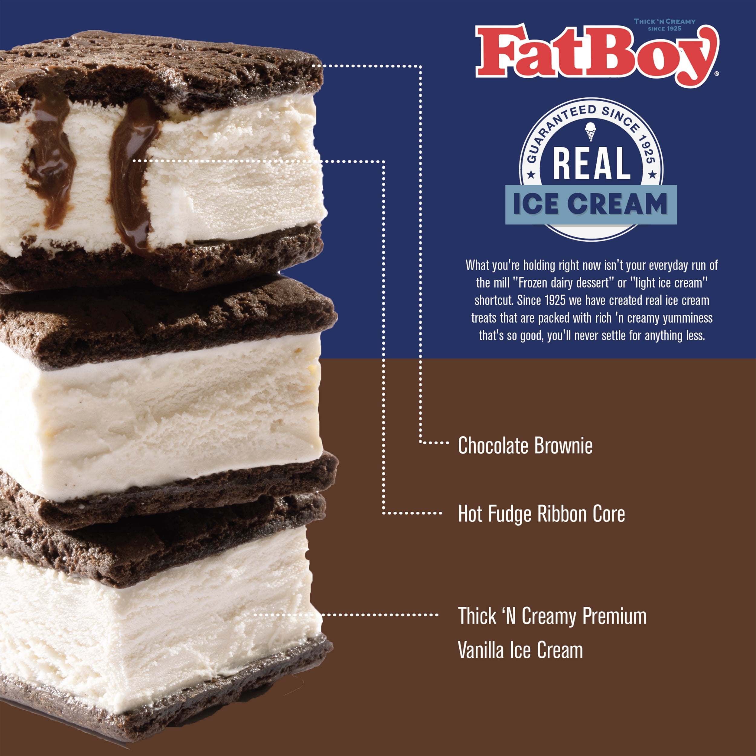 FatBoy® Hot Fudge Brownie Ice Cream Sandwich, 4 Pack