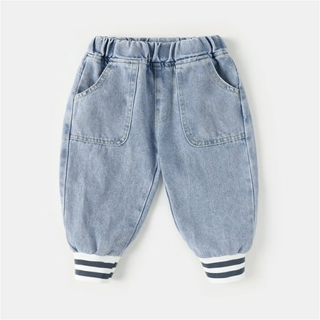 

Hunpta Children Toddler Kids Infant Baby Boys Girls Patchwork Striped Jeans Pants Trousers Outfits Clothes