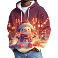 thumbnail image 2 of Mens Christmas Hoodies Waffle Knit Quarter Zip Hooded Sweatshirt with Front Pocket for Holiday Casual Wear Wine L, 2 of 4