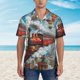 thumbnail image 2 of Fotbe Red Train Hot Air Balloon Camisa Hawaiana para Hombre Unisex – Camisa Casual de Verano con Botones de Manga Corta de Algodón y Lino,Large, 2 of 7
