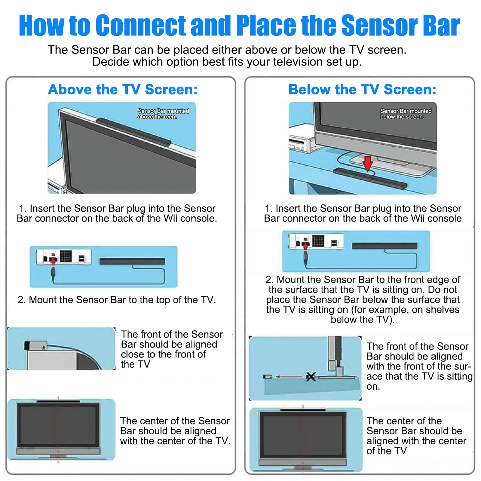 TSV Wired Infrared Sensor Bar Fit for Nintendo Wii Wii U