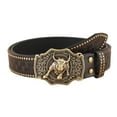 thumbnail image 1 of Ceinture Western Cowboy Boucle Tête de Taureau Rétro Punk Sangle en Cuir pour Hommes Jeunes Accessoire de Mode Durable Élégant, 1 of 6