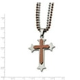 thumbnail image 3 of Stainless Steel Brown IP-plated Cross 24in Pendant Necklace Charm Chain 24", 3 of 4