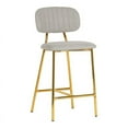 thumbnail image 1 of Ariana Tabourets de Comptoir en Lin Gris (Ensemble de 2) - Pieds Dorés, 1 of 8