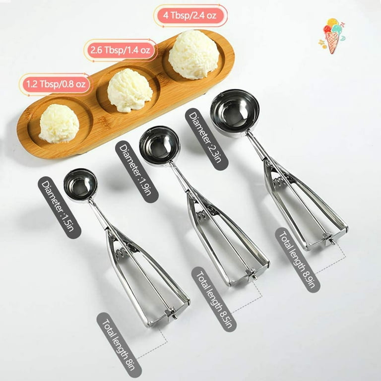 Cookie Scoop For Baking Set Of 3, Ice Cream Scoop Stainless Steel