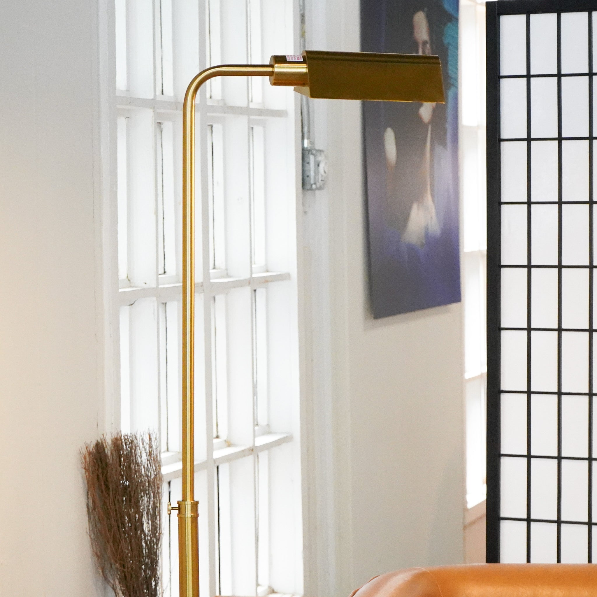 Table Lamps Minimalist Floor Lamp, Slim Standing Light with Neutral Shade for Contemporary Living Room & Bedroom Ambience 110~120V Elara Floor Lamp Gold outer and White inner,Floor Lamps