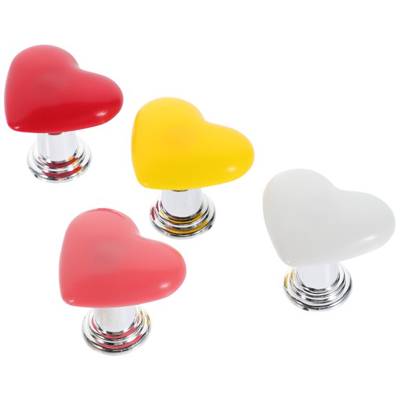FUTUREORYY Toilet Flush Button Knobs 4Pcs Heart Shaped Pink Plastic for Bathroom Use by Women