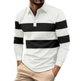 thumbnail image 3 of XIYON Long Sleeve Polo Shirts For Men Fall Winter Striped Lapel Casual Knitted Shirt Polo Shirt Classic Comfortable Shirts For Men, 3 of 9