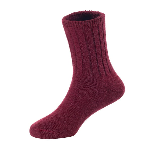 2 Pairs Children's Durable, Stretchable, Thick & Warm Wool Crew Socks. Perfect as Winter Snow Sock and All Seasons FS01 Size 4Y-6YWine