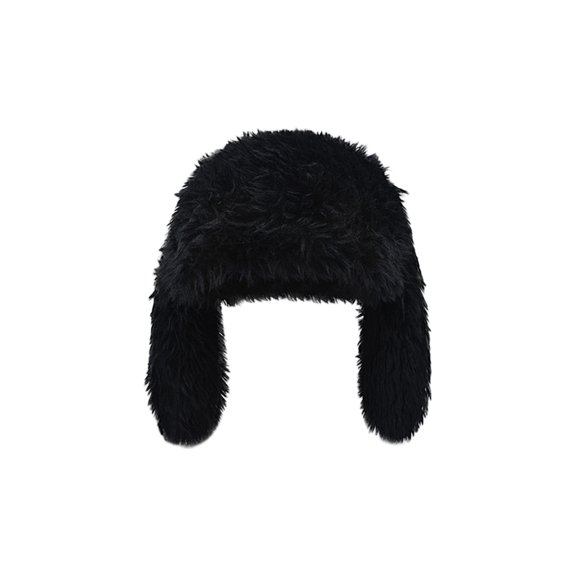 Yungyresw Womens Plush Trapper Hat Solid Color Y2K Cute Warming Hat Fall Winter Outdoor Skiing Comfortable Soft Warm Cap Black