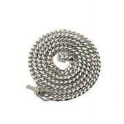 LoveBling 10k White Gold 4mm Solid Miami Cuban Link Chain Necklace with Secure Box Lock (30")