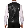 thumbnail image 3 of Chaleco de traje de cuero sintético INSPIRE CHIC para hombres, chaleco de PU formal occidental con pajarita, 2XL negro, 3 of 4