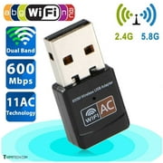 ViprTech USB Dual Band WiFi Adapter, 600Mbps Wireless Network for PC Desktop Laptop, 2.4G 5.0G