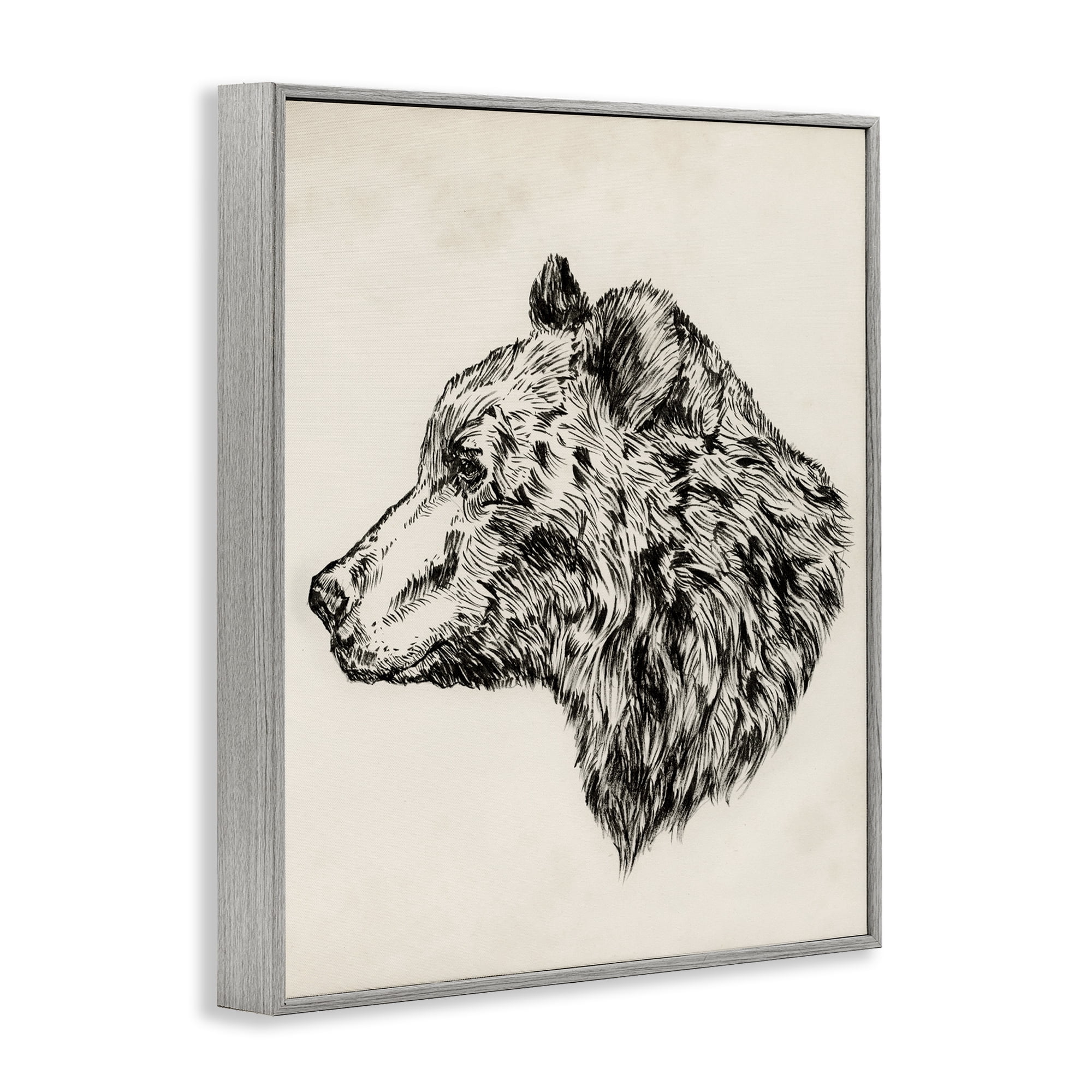Stupell Industries Woodland Bear Drawing Animals & Insects Drawing Gray Framed Art Print Wall Art, 24 x 30