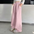 thumbnail image 2 of NOLDARES Girls Baggy Sweatpants Wide Leg Drawstring Elastic Waist Sweat Pants Straight Trackpant Kids Y2K Cute Joggers(W102-Pink), 2 of 8