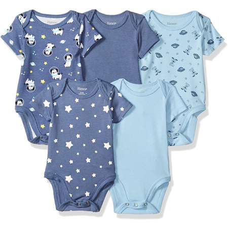 Hanes unisex-baby Ultimate Baby Flexy 5 Pack Short Sleeve Bodysuits