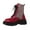 Red, variant on Women's Ankle Boots Stylish Ankle Boots With Round Toe Sequin Patchwork Lace Up Design Thick Sole And Heels For Fashion Forward 9 Brown
