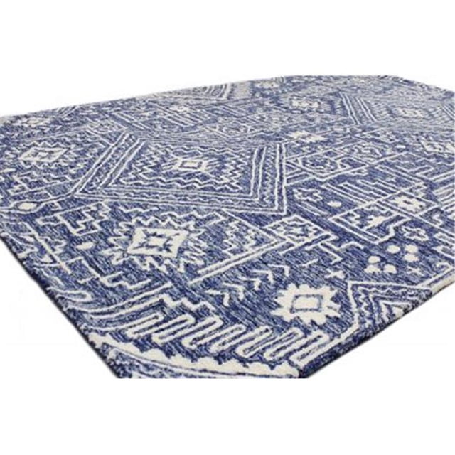 Bashian R131-NV-76X96-AL121 7 ft. 6 in. x 9 ft. 6 in. Valencia Collection Contemporary 100 Percent Wool Hand Tufted Area Rug, Navy