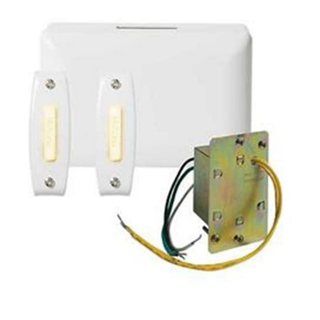 Broan-Nutone BK242LWH Builder Kit Chime with Junction Box Transformer & 2 Lighted White Rectangular Pushbuttons