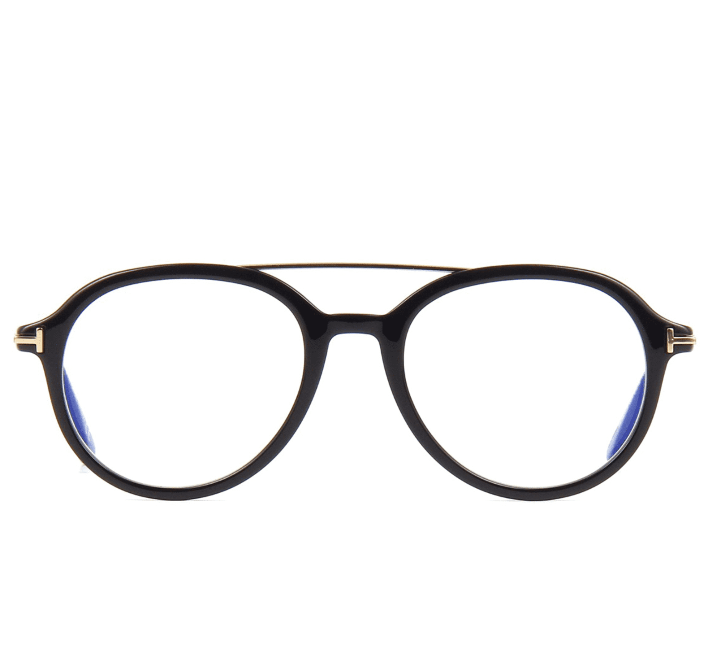 TOM FORD FT5609-B 001 Eyeglasses Black Gold Frame 53mm Blue Block 