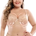 thumbnail image 4 of Plus Size Women Lace Gather Push Up Bra Underwire Embroidery Floral Adjustable Straps D-cup Bra 34-46, 4 of 8