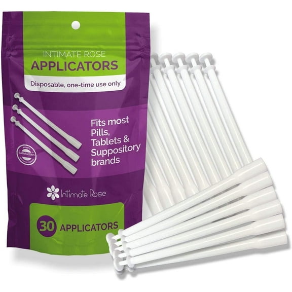 Intimate Rose 30 Count Vaginal Suppository Applicators, Individually Wrapped, Disposable Applicator - Fits Most Boric Acid Suppositories and More, from, Pack of 30