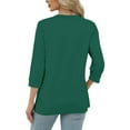thumbnail image 4 of Yigetop Womens Summer Tops, Women's Round Neck Solid Color 3/4 Sleeves Blouse Tops Women's Blouse T Shirt Ladies Tops and Blouses Green L, 4 of 7