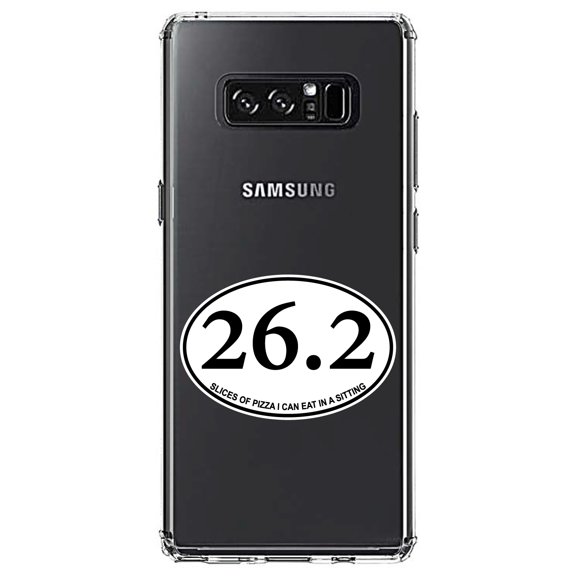 DistinctInk Clear Shockproof Hybrid Case for Samsung Galaxy Note 8 - TPU Bumper Acrylic Back Tempered Glass Screen Protector - 26.2 - Slices of Pizza In a Sitting