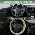 thumbnail image 6 of Steering Wheel Cover, Green Patterned Leather Patchwork Design, Universal Fit 14.5"–15.5", Anti-Slip, Odor-Free, Soft PU Grain Leather, Durable Grip Car Accessory for Girls & Women, 6 of 16