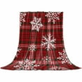 thumbnail image 2 of Christmas Winter Throw Flannel Blanket 30x40In Snowflake Red Black Buffalo Plaid Super Soft Cozy Bed Blanket, Lightweight Plush Fuzzy Bed Throw for Bedroom Sofa Couch Living Room, 2 of 4