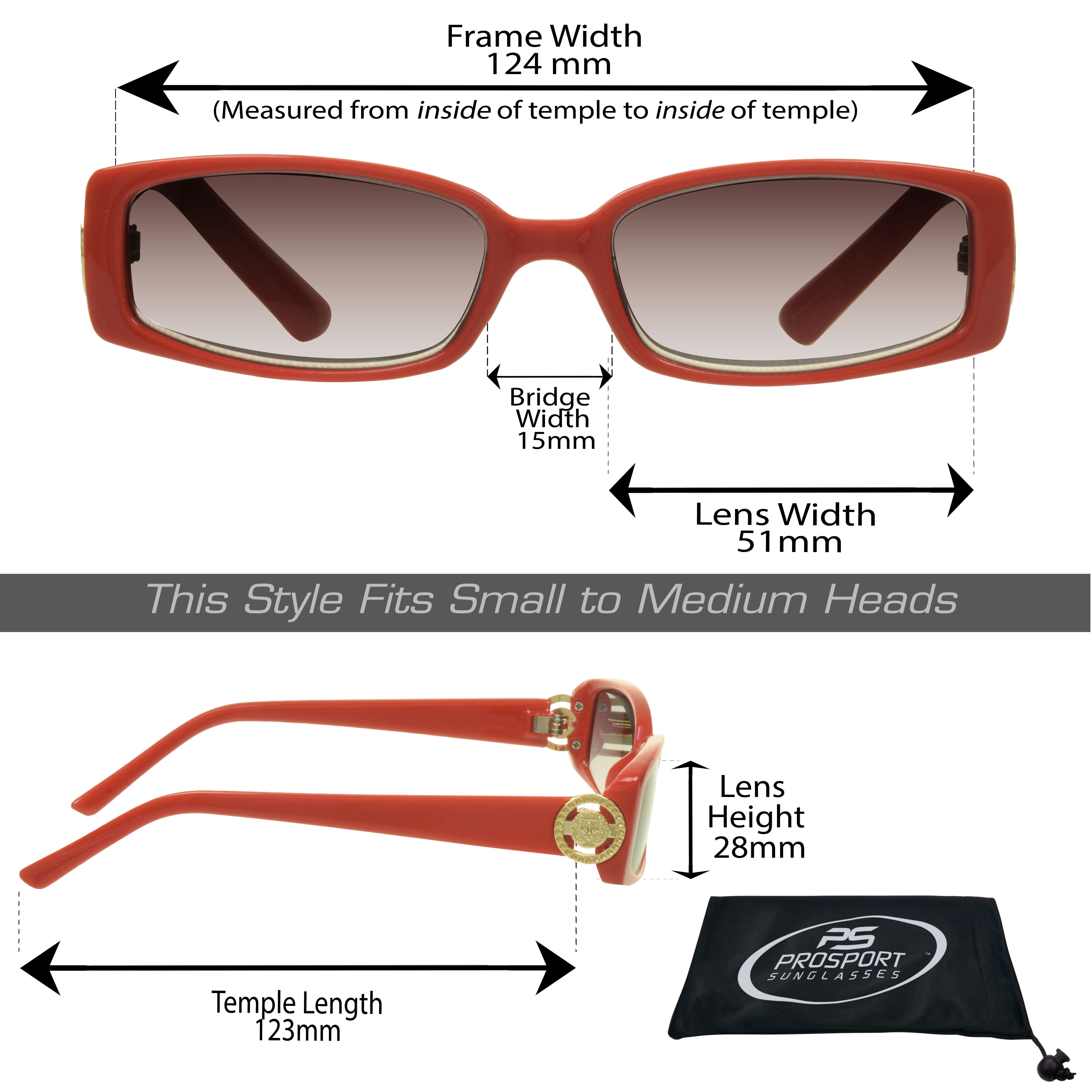 proSPORT Reading Sunglass Reader Rectangle Black & Red Frame Women NOT BIFOCAL