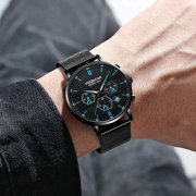 POEDAGAR Men Watch Sport Chronograph Waterproof Luminous Date Wristwatch Fashion Ultra Thin Mesh Belt Men's Watches