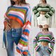 thumbnail image 2 of Suéter con flecos a rayas de arcoíris para mujer, suéter holgado corto sexy que deja al descubierto el ombligo, novedad de 2023, 2 of 4