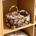 thumbnail image 5 of Quilted Floral Fabric Storage Basket, Decorative Organizer Bin with Handles, Vintage Print Basket for Home, Closet & Laundry, 5 of 6