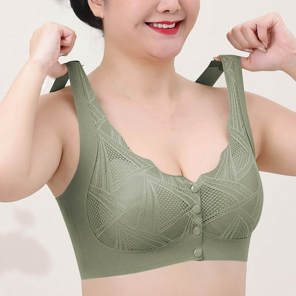 Censtreet Women's Front Closure Bras Posture Full Coverage Plus Size Embroidery Underwire Unlined Bra