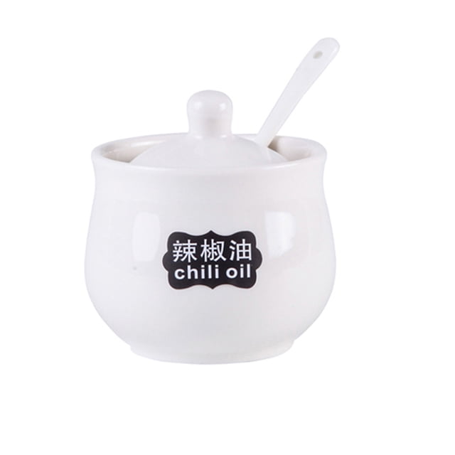 White Sugar Bowl With Lid And Spoon, Ceramic Salt Pot Storage Canister, Hand Drawn Pattern Spice Jar, Kitchen Decoration, Coffee Bar-White 4-200ml
