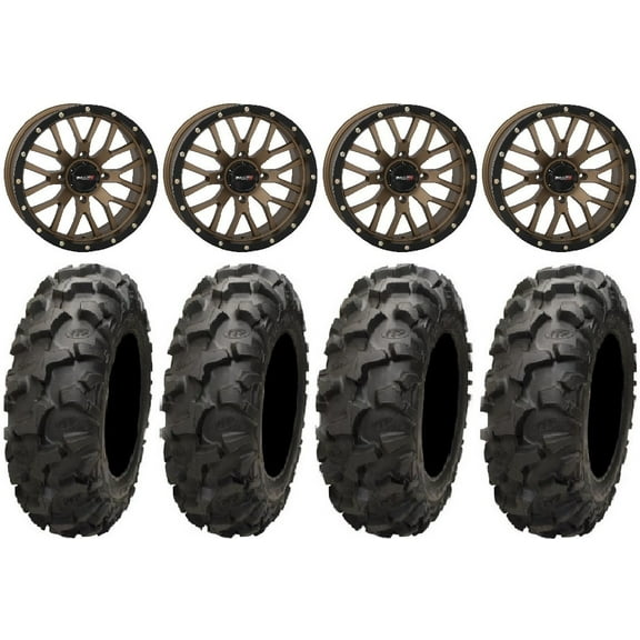 System 3 ST-3 Bronze 18" Wheels 34" Blackwater Tires Kawasaki Mule Pro FXT