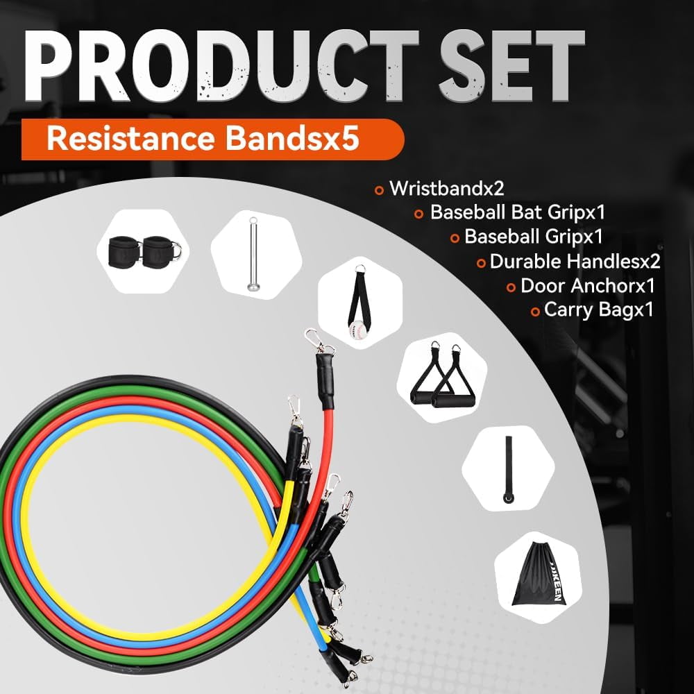 Adoreal Resistance Bands - Baseball Pitching Trainer with Interchangeable Grips to Build Arm Strength