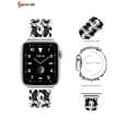 thumbnail image 4 of Spencer Metal & Genuine Leather Compatible with Apple Watch Band Replacement Wristband Adjustable Strap Dressy Jewelry Bracelet For iWatch Band Series SE 6 5 4 3 2 1 "Black, 42mm/44mm"", 4 of 9