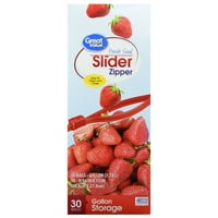(3 pack) Great Value Slider Zipper Food Storage Bags, Gallon, 30 Count