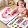 thumbnail image 6 of 4-in-1 Princess Art Craft Kit for Girls, Diamond Painting & Makeup Dress-Up Sticker Set, Reusable Foil Art DIY Book with Creative Activities, Pink, 6 of 6