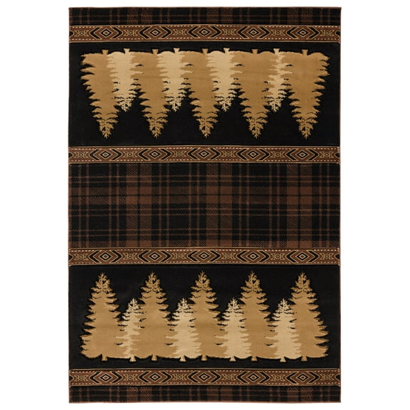 United Weavers Cottage Area Rug 2055 41350 Woodland Brown Mirrored Striped 5' 3" x 7' 6" Rectangle