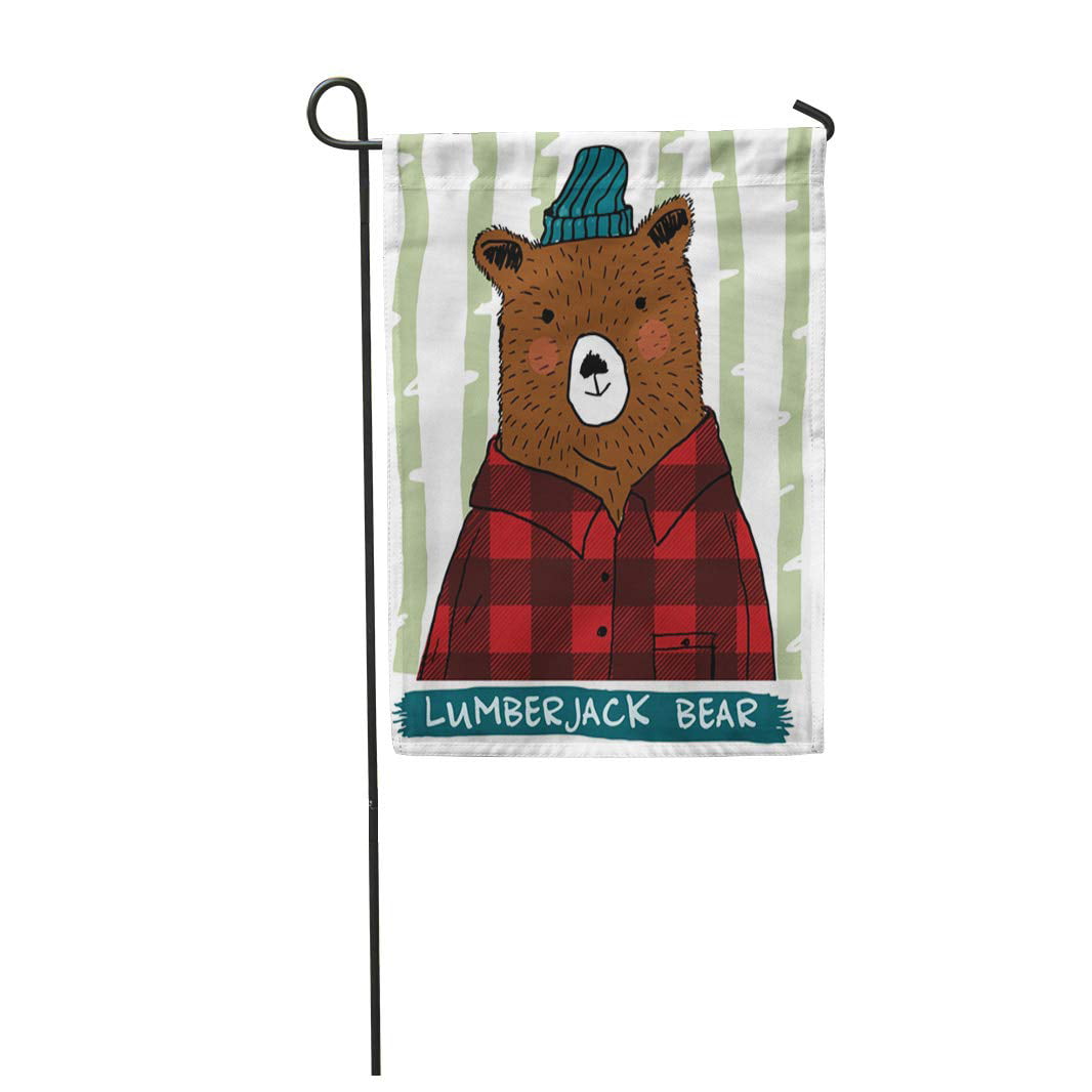 LADDKE Wild Bear Lumberjack Slogan Beard Boy Cartoon Chainsaw Garden Flag  Decorative Flag House Banner 28x40 inch 