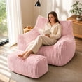 thumbnail image 3 of LaoGeoRon Pink Bean Bag Chair for Adults with Ottomans,Memory Foam Filled Bean Bag Sofa Footrest with Armrests,Removable Washable Cover, 3 of 9