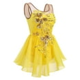 thumbnail image 6 of IBTOM CASTLE Women Ice Figure Skating Dress Ballet Dance Leotard Gymnastics Sequin Embroidery Gradient Chiffon Dress Dancewear XL Yellow, 6 of 8