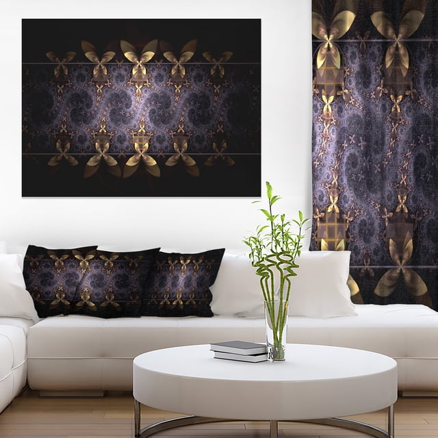 Yellow and Violet Fractal Flower - Floral Canvas Art Print