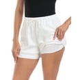 thumbnail image 5 of HDE Women's High Waisted Linen Blend 4" Inseam Drawstring Shorts White M, 5 of 6