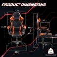thumbnail image 5 of Gaming Chair for Adults, 400lb Capacity, PU Leather, Footrest, 360° Swivel, Adjustable Lumbar, Orange Computer Gamer Chair, 5 of 7